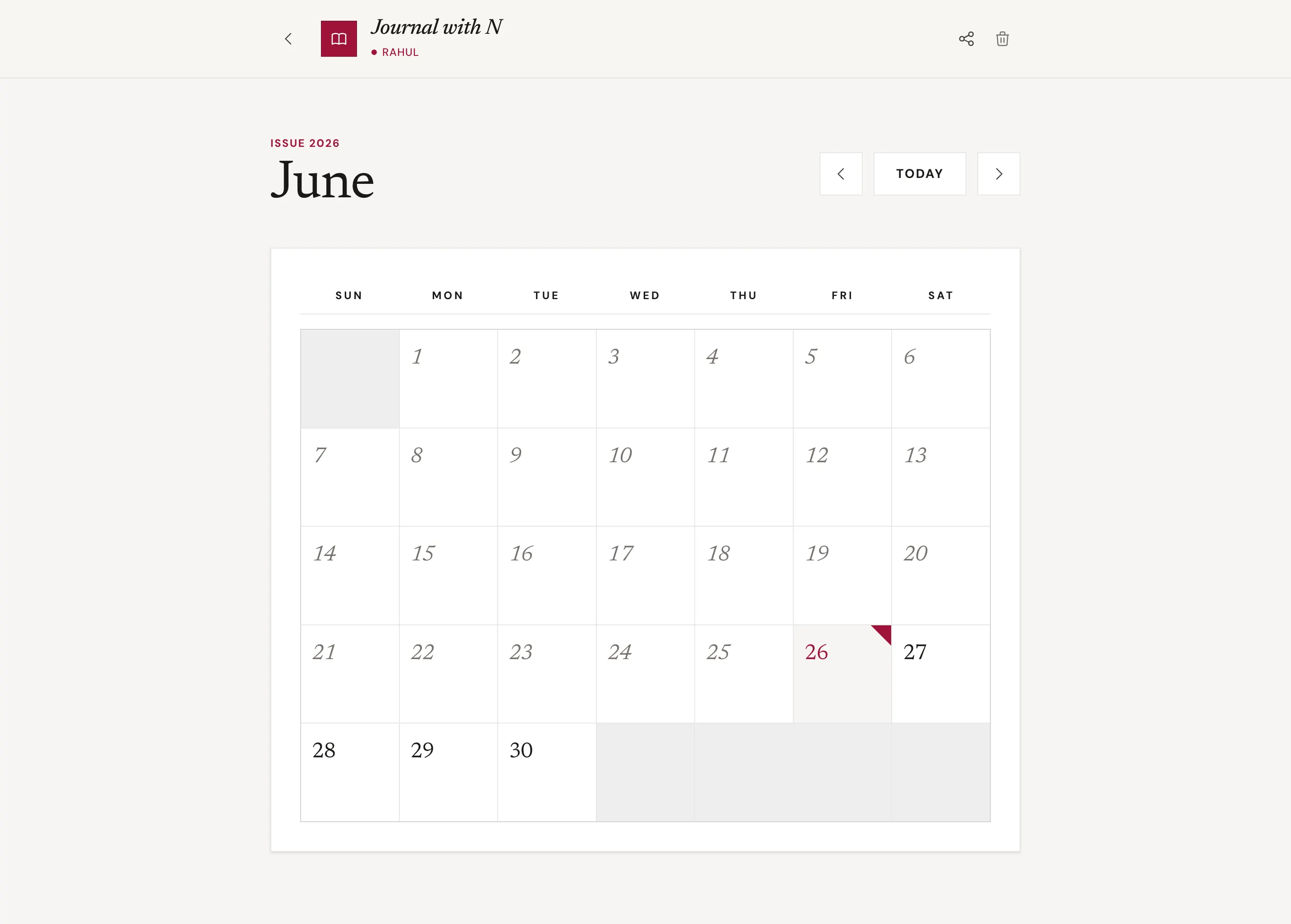 Calendar View